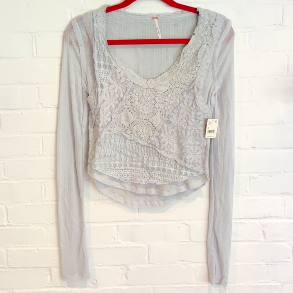 NWT Free People Taylor Top in Gray Dawn - Picture 6 of 10